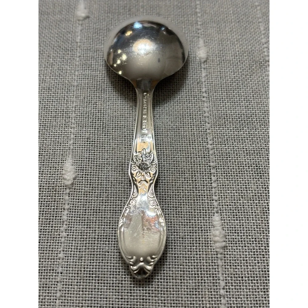 Vintage Wm Rogers And Son Silver Plated Toddler Infant Spoon 1950's Rose EUC
